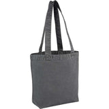 Recycled Washed 10 oz Cotton Tote — Black (BK) — blank right angle — 13