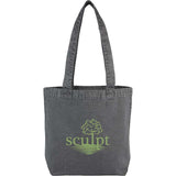 Recycled Washed 10 oz Cotton Tote — Black (BK) — decorated front view — 9