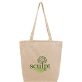 Recycled Washed 10 oz Cotton Tote — Natural (NT) — decorated front view — 16