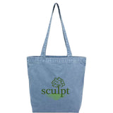 Recycled Washed 10 oz Cotton Tote — Navy (NY) — decorated front view — 3