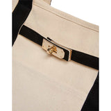 Jane 12oz Recycled Cotton Buckle Tote — Black (BK) — blank detail view — 8