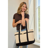 Jane 12oz Recycled Cotton Buckle Tote — Black (BK) — blank product view — 5