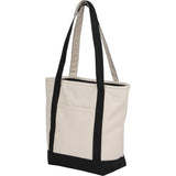 Recycled 12oz Zip Top Canvas Tote — Black (BK) — blank left angle — 9