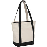Recycled 12oz Zip Top Canvas Tote — Black (BK) — blank right angle — 8