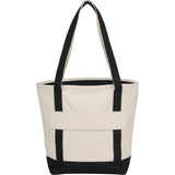Recycled 12oz Zip Top Canvas Tote — Black (BK) — blank back view — 7