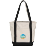 Recycled 12oz Zip Top Canvas Tote — Black (BK) — decorated front view — 3