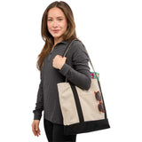 Recycled 12oz Zip Top Canvas Tote — Black (BK) — blank product view — 2