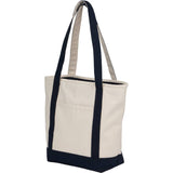 Recycled 12oz Zip Top Canvas Tote — Navy (NY) — blank left angle — 20