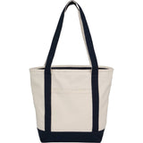 Recycled 12oz Zip Top Canvas Tote — Navy (NY) — blank front view — 16