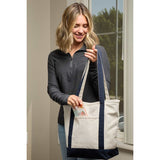 Recycled 12oz Zip Top Canvas Tote — Navy (NY) — blank product view — 15
