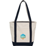 Recycled 12oz Zip Top Canvas Tote — Navy (NY) — decorated front view — 12
