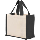 Sol Recycled Cotton & Jute Gift Tote — Black (BK) — blank left angle — 13