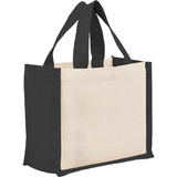 Sol Recycled Cotton & Jute Gift Tote — Black (BK) — blank right angle — 12