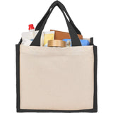 Sol Recycled Cotton & Jute Gift Tote — Black (BK) — blank product view — 9