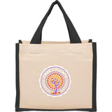 Sol Recycled Cotton & Jute Gift Tote — Black (BK) — decorated front view — 8