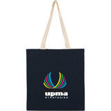 Dakota 5 oz Recycled Cotton Tote — Navy (NY) — decorated front view — 2