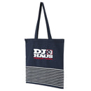 Recycled Soft Feel Convention Tote — Navy (NY) — decorated left angle