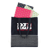 Recycled Soft Feel Convention Tote — Navy (NY) — decorated front view — 2