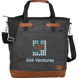 Field & Co.® Campster Wool 15" Computer Tote — Charcoal (CA) — decorated front view — 2