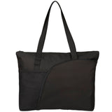 Excel Sport Zippered Utility Business Tote — Black (BK) — blank front view — 6