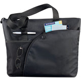 Excel Sport Zippered Utility Business Tote — Black (BK) — blank front view — 5