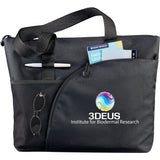 Excel Sport Zippered Utility Business Tote — Black (BK) — decorated front view — 4