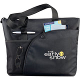 Excel Sport Zippered Utility Business Tote — Black (BK) — decorated front view — 3