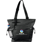 Urban Passage Zippered Travel Business Tote — Black (BK) — decorated front view — 4