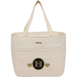 FEED Organic Cotton 9 Can Lunch Cooler — Natural (NT) — decorated front view — 2