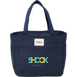 FEED Organic Cotton 9 Can Lunch Cooler — Navy (NY) — decorated front view — 14
