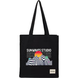 FEED Organic Cotton Book Tote — Black (BK) — decorated front view — 2