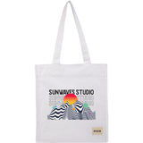 FEED Organic Cotton Book Tote — White (WH) — decorated front view — 12