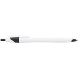 Cougar Retractable Ballpoint Pen — White w Black Trim (WBK) — blank product view — 24