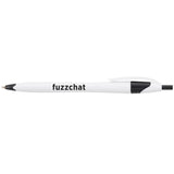 Cougar Retractable Ballpoint Pen — White w Black Trim (WBK) — decorated front view — 22