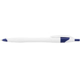 Cougar Retractable Ballpoint Pen — White w Blue Trim (WBL) — blank front view — 27