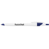 Cougar Retractable Ballpoint Pen — White w Blue Trim (WBL) — decorated front view — 26