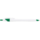 Cougar Retractable Ballpoint Pen — White w Green Trim (WGR) — blank product view — 20