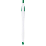 Cougar Retractable Ballpoint Pen — White w Green Trim (WGR) — blank product view — 21