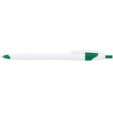 Cougar Retractable Ballpoint Pen — White w Green Trim (WGR) — blank front view — 19