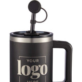 Recycled Silicone Straw Topper — Black (BK) — blank front view — 15