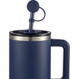 Recycled Silicone Straw Topper — Navy (NY) — blank front view — 12