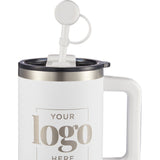 Recycled Silicone Straw Topper — White (WH) — blank front view — 9