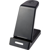 TriCharge 3-in-1 Wireless 15W Charging Stand — Black (BK) — blank left angle — 3