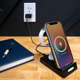 TriCharge 3-in-1 Wireless 15W Charging Stand — Black (BK) — blank product view — 4