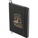 5" x 7" FSC Mix Snap Elastic Closure Notebook — Black (BK) — decorated left angle — 18