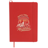 5" x 7" FSC Mix Snap Elastic Closure Notebook — RED (RE) — decorated front view — 2