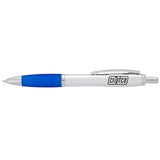 Nash Retractable Ballpoint Pen — Silver Barrel w — decorated front view — 10