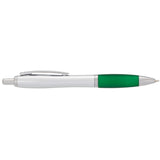 Nash Retractable Ballpoint Pen — Silver Barrel w — blank front view — 40