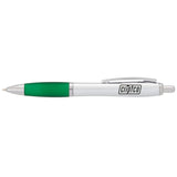 Nash Retractable Ballpoint Pen — Silver Barrel w — decorated front view — 39