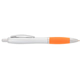 Nash Retractable Ballpoint Pen — Silver Barrel w — blank front view — 8